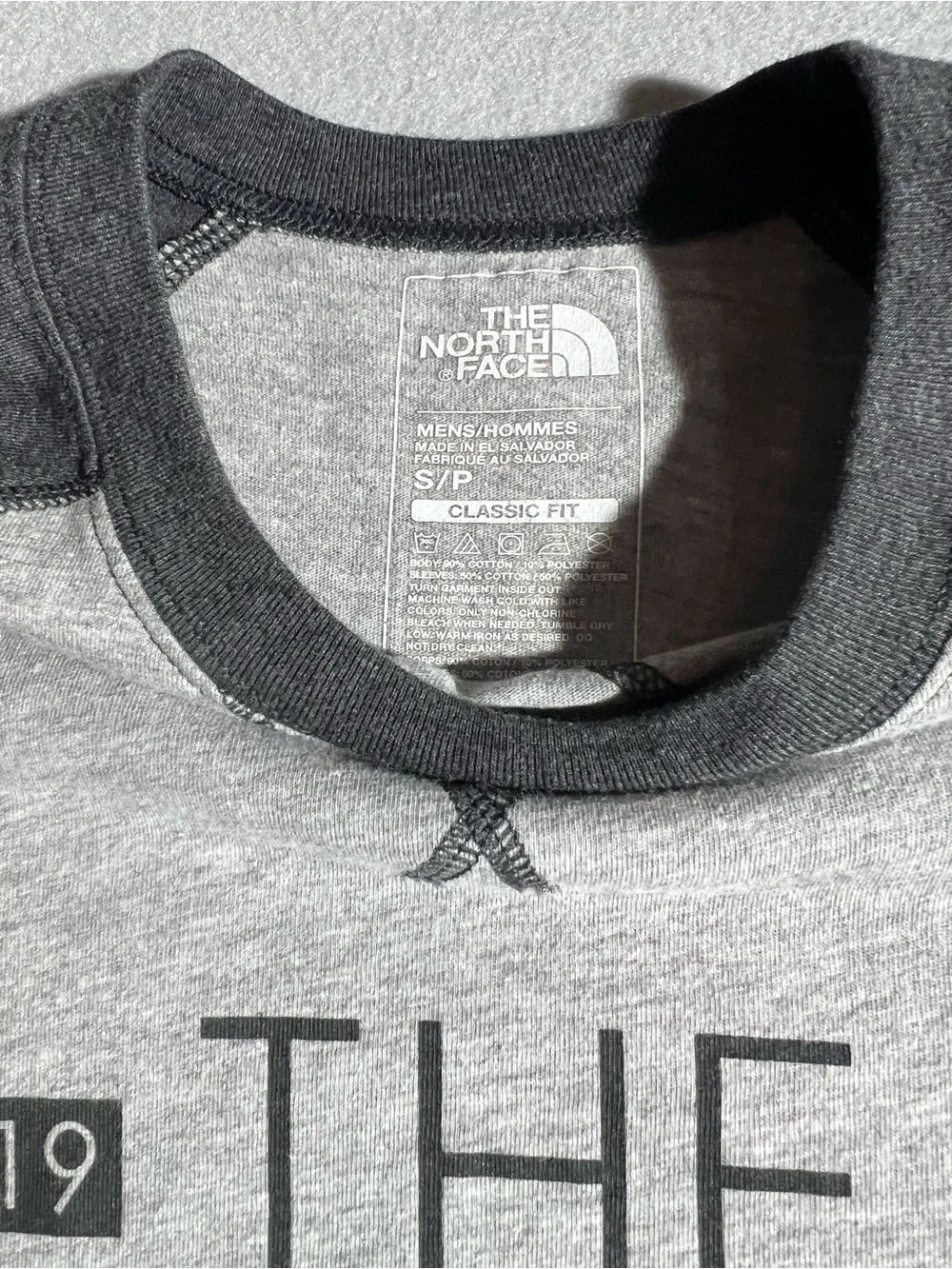 The North Face Men's White & Gray Raglan Graphic Baseball Tee